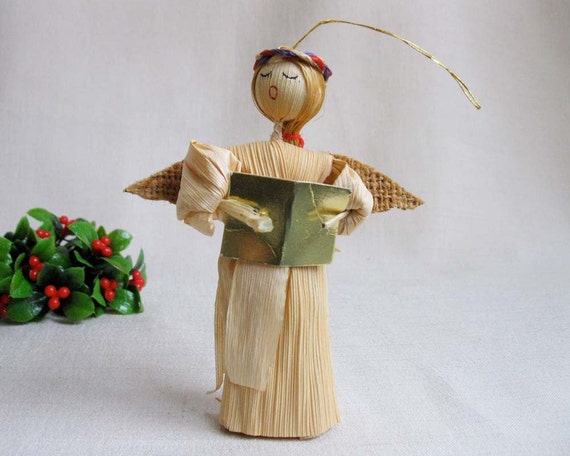 vintage christmas rustic or folk corn husk angel ornament vintage christmas rustic or folk corn husk angel ornament