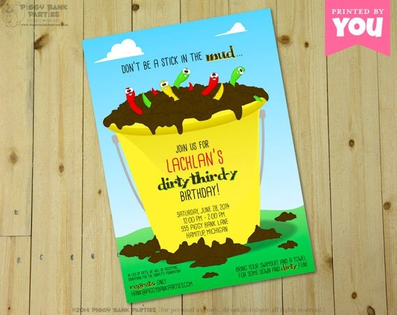 BUCKET of MUD Invitation : DIY Printable Dirt and Worm Party Invite Il_570xn