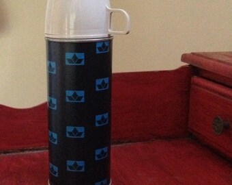 Vintage Turquoise Thermos / 1960s Metal Thermos / 70s Mod Bottle / Mod Thermos / Teal Thermos
