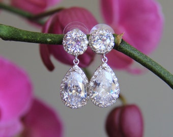 Sparkle filled cz earrings, cubic zirconia earrings, wedding jewelry, bridal jewelry, wedding earrings, bridal earrings