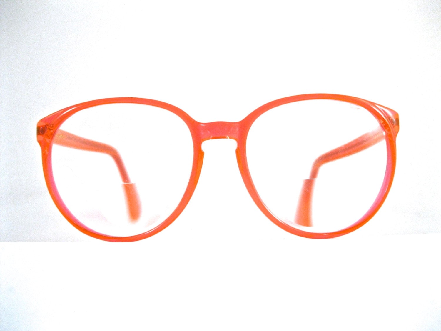 SALE neon orange circular eyeglasses frames. large by holdenism