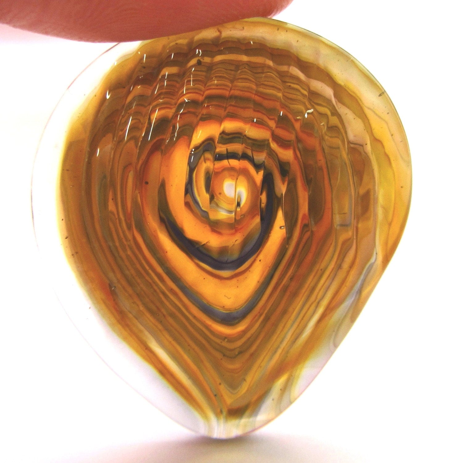 Original Glass Guitar Pick with Built In Grip. Neutral Tan and