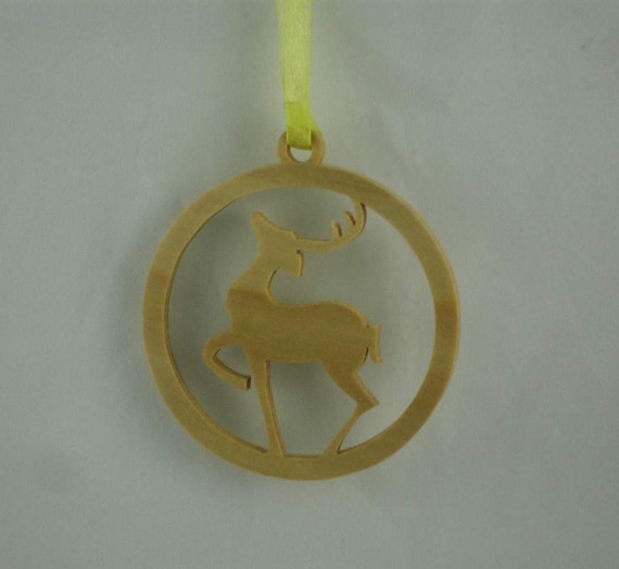 Reindeer Christmas Tree Ornament Handcrafted from Poplar Wood