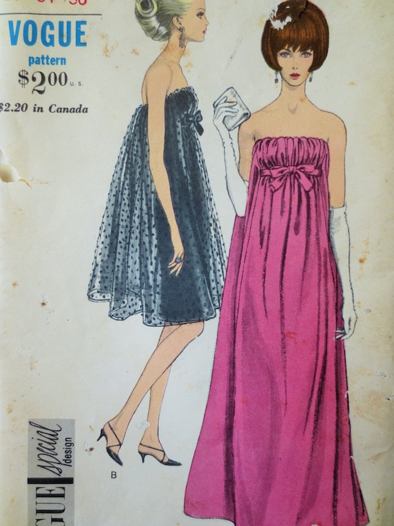 Vintage Vogue 6943 Sewing Pattern  Strapless  Dress  Evening 