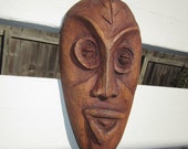 Roger Francois Hand Carved and Signed Wood Mask Wall Sculpture - il_170x135.643922340_i0sy