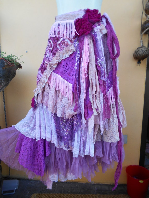 vintage inspired extra shabby wrap skirt/shawl...a work of art