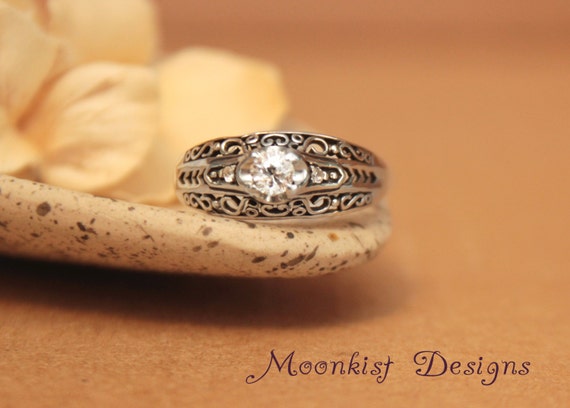Moissanite engagement rings in sterling silver