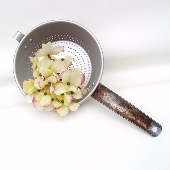 Vintage Metal Colander Strainer Berry Basket Wear by WhimzyThyme