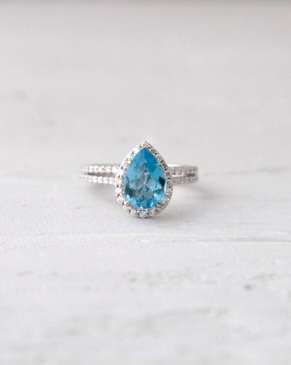 Pear Shaped Swiss Blue Topaz and Conflict by TimelessTreasuresLCD
