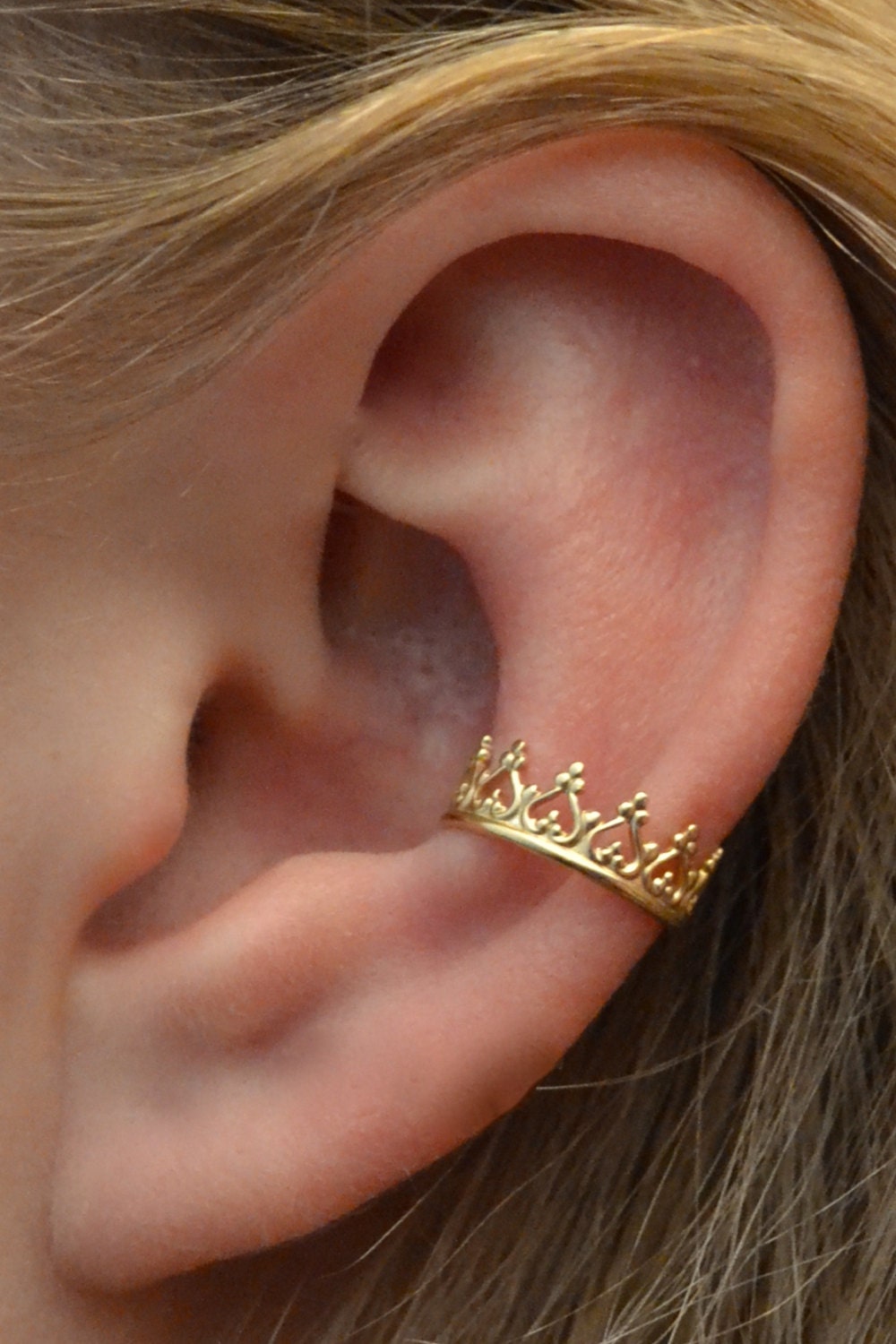 Ear Cuff Princess Crown Gold Vermeil SINGLE