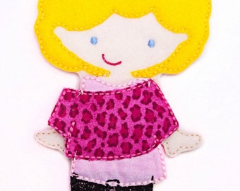 Felt Doll, Non Paper Doll, Doll with outfit, Felt Paper Doll, Felt Toy, Travel Toy