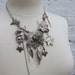 RESERVED Listing- LAYAWAY - First Frost Statement Necklace - Solid Sterling Silver repurposed vintage assemblage jewelry- Falling Leaves