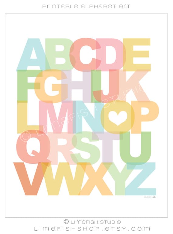 INSTANT DOWNLOAD Alphabet Print . 8x10 Printable Alphabet