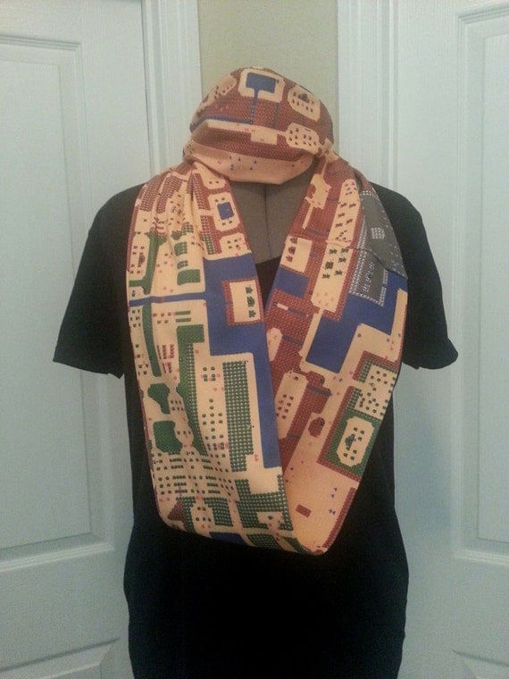 Zelda Overworld map KNIT scarf - Infinity or Regular style - made to order