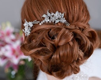 Silver Crystal Hair Combs Rhinestone Bridal Hair comb Vintage Hair Brooch Wedding Jewel Comb Classic Wedding Hair Accessories Comb Pair
