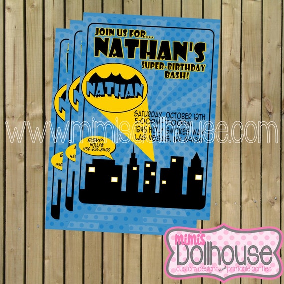 Batman Invitation- Printable Batman inspired Birthday Invitation- Superhero Birthday Invitation-PDF/JPEG Il_570xn