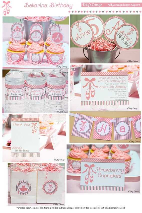 Ballerina Birthday Party Mini Package...Custom, Printable DIY Package Il_570xn