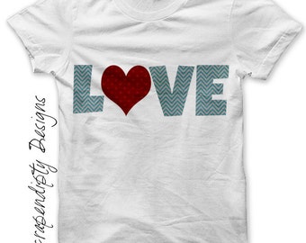 Love Iron on Transfer - Iron on Boys Valentine Shirt / Toddler Boys Valentine Outfit / Baby Heart Love Shirt / Blue and Red Clothes IT343-P