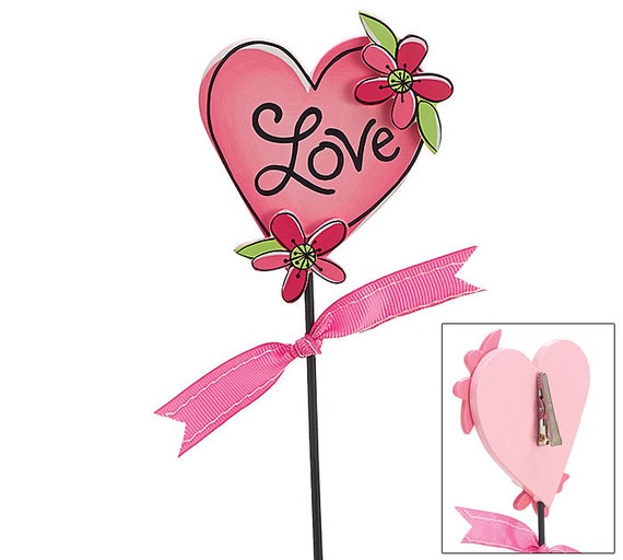 6ct. Blooms LOVE Heart 12 Floral Card Holder PICKS by PABoutique