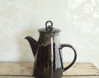 Pottery Teapot, Turquoise and Black Drip Glaze, Royal Canadian Art, ceramic, with lid, perfect