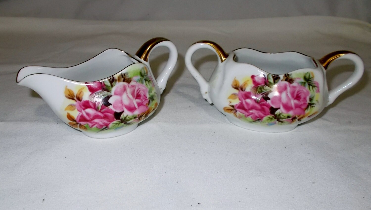 Vintage Lefton Creamer & Sugar Bowl Set Porcelain China CY273