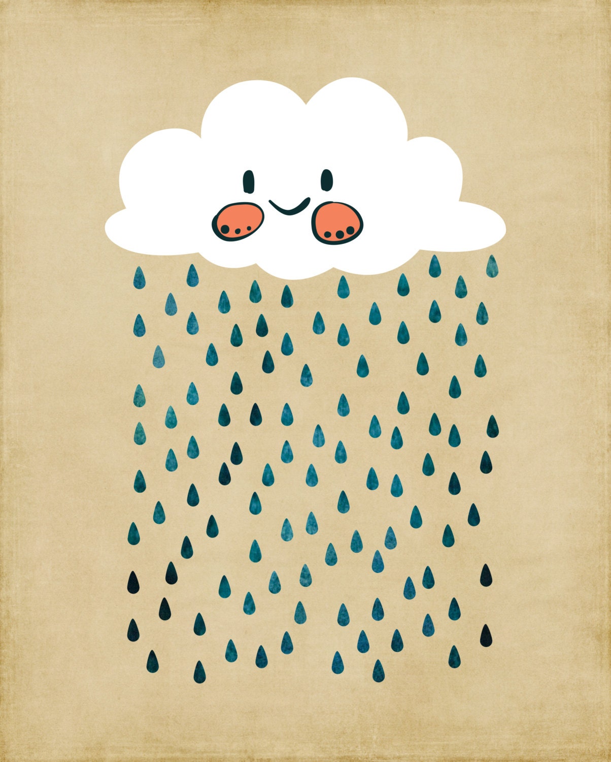 Happy Rain Cloud Vertical Print