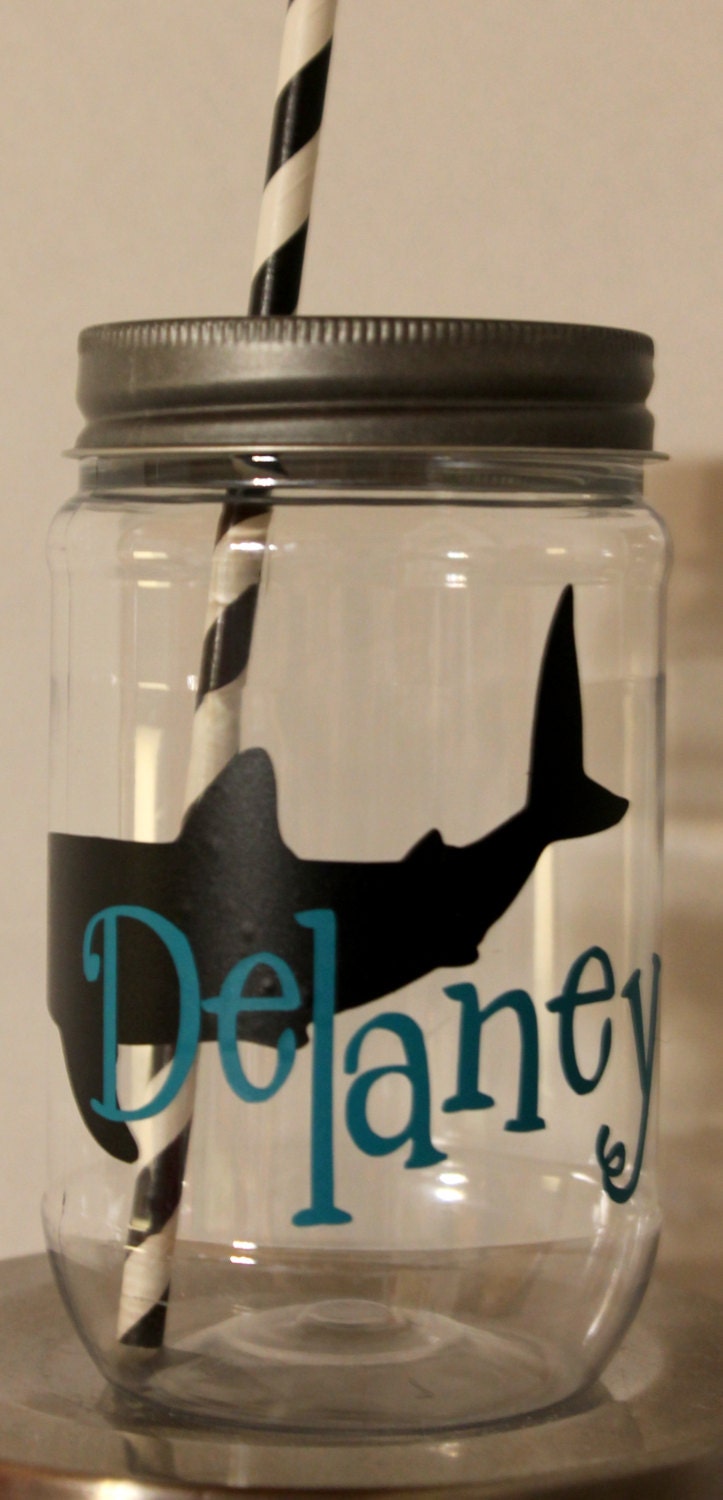 Personalized Plastic Mason Jar Whale Shark by RememberedOnceMore