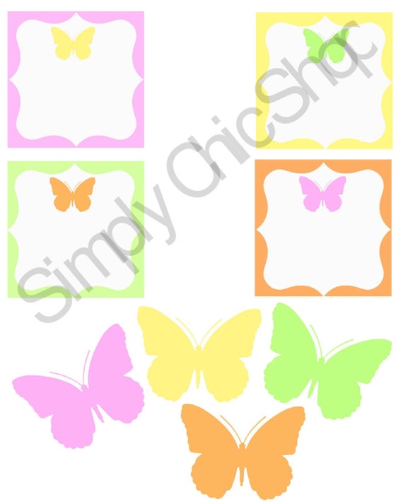 INSTANT DOWNLOAD- Butterfly Party Printables-Die Cuts, tags, Labels, Invitations, Cards, Scrapbooking Il_570xn
