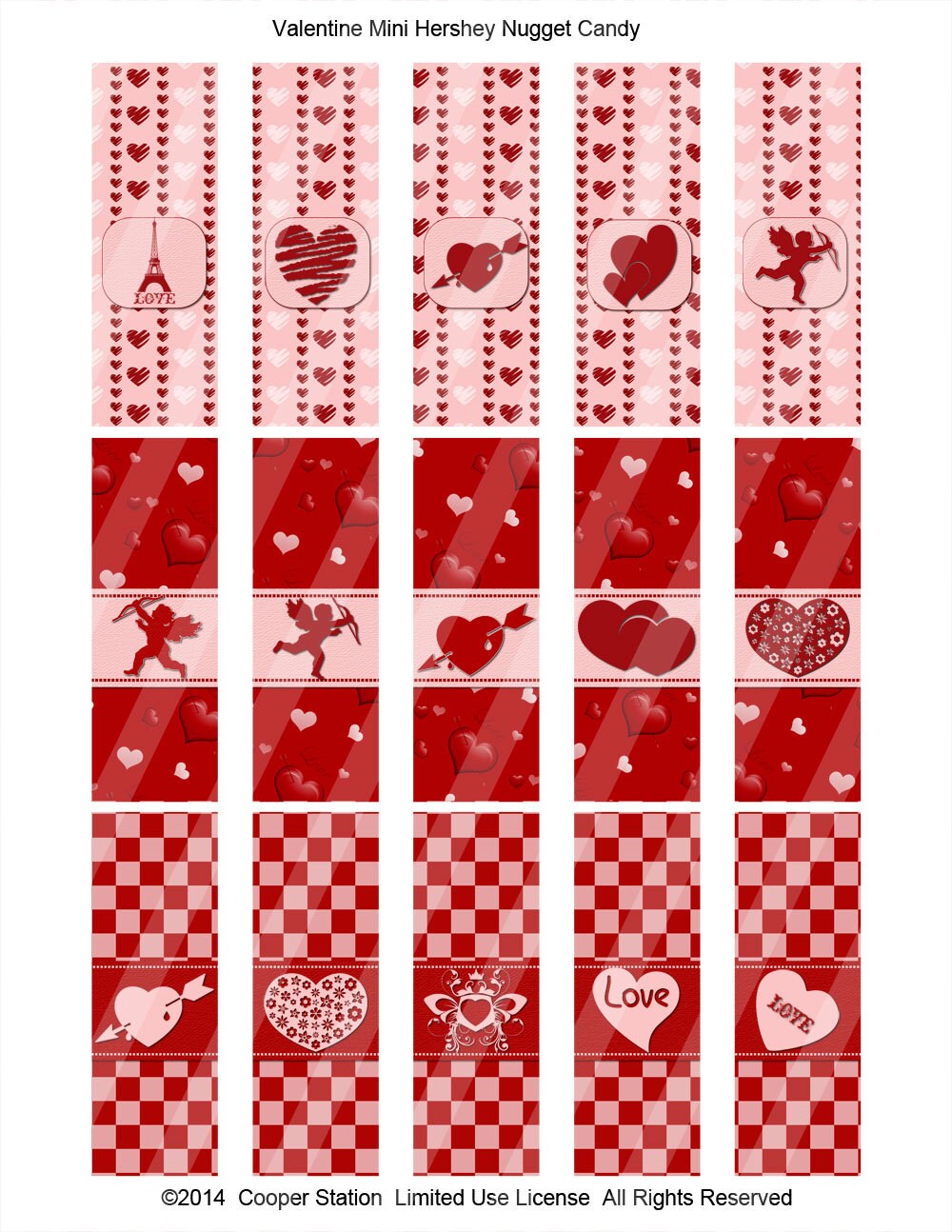 Digital Printable Valentine Hershey Nugget Candy Wrappers