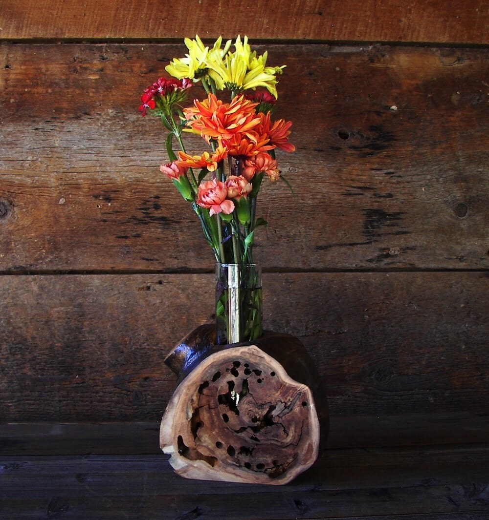 Rustic Hollow Log Vase Aspen Wood Home Décor by