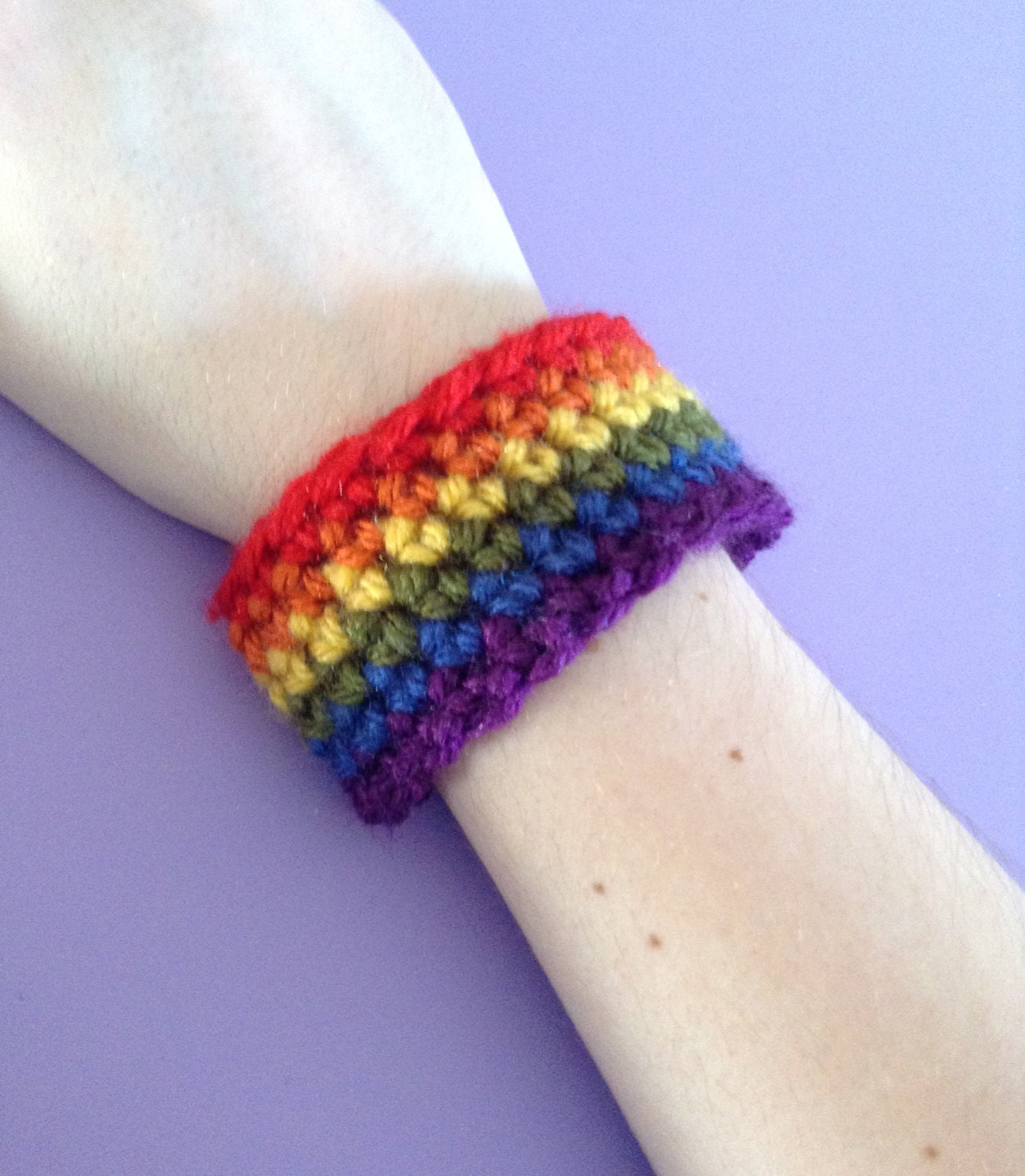 Crocheted LGBT Gay Pride Rainbow Wristband