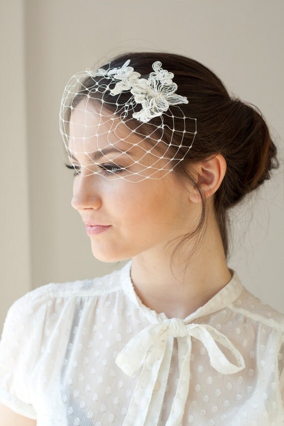 Lace birdcage veil petite birdcage veil with by BeChicAccessories