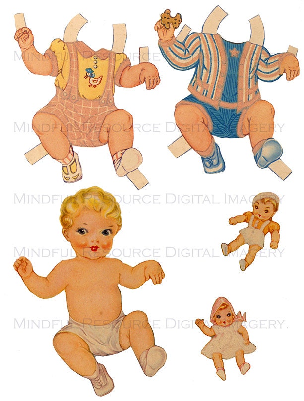 Baby Boy Paper Doll Vintage Printable 1946 Whitman Vintage