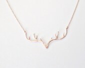 Rose Gold Antler Necklace Deer Antler Jewelry Rose Gold Necklace Country Wedding Gift Country girl Bridesmaid Jewelry