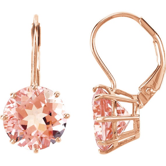 14k Rose Gold Morganite Earrings Morganite Lever By Dkvjewelry