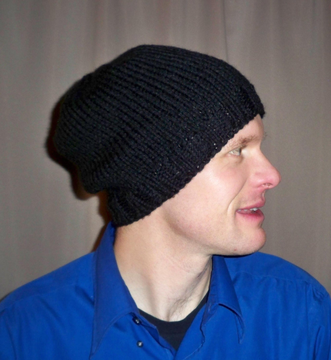 Beanie Hat Beret Slouchy Hat Baggy Tam Cap Hand Knit Men Ski