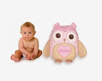 Owl Pillow, Personalized, Nursery Decor, good Luck friend