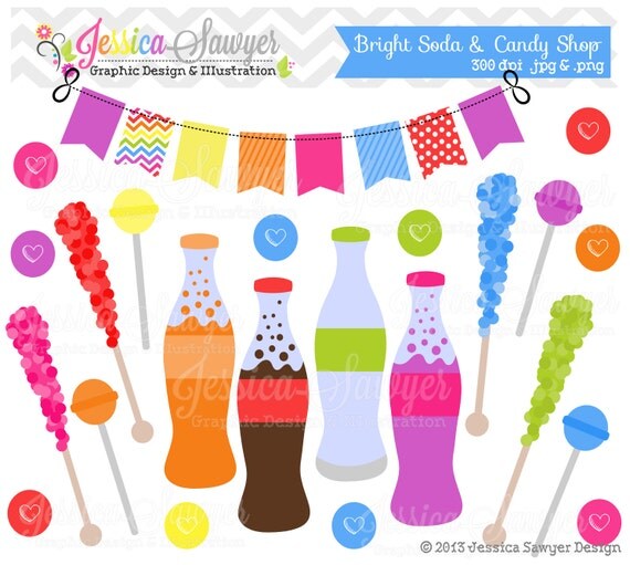 INSTANT DOWNLOAD, bright soda and candy shop clipart, for commercial use, personal use, cards, scrapbooking, invites Il_570xn