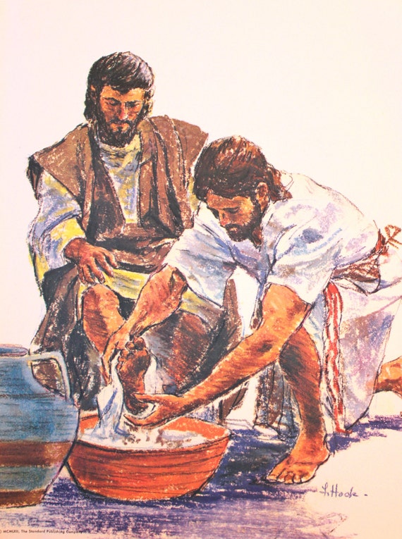 Jesus Washes Peter S Feet Vintage Print By WhileTheySlept   Il 570xN.576146460 So8l 