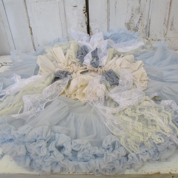 ruffled icicle blue christmas tree skirt shabby vintage chic ruffled icicle blue christmas tree skirt shabby vintage chic