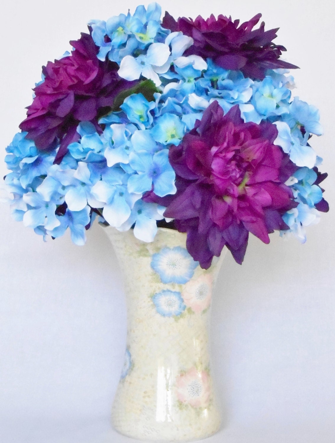 Silk Flower Arrangement Purple Dahlias and by BeautyEverlasting