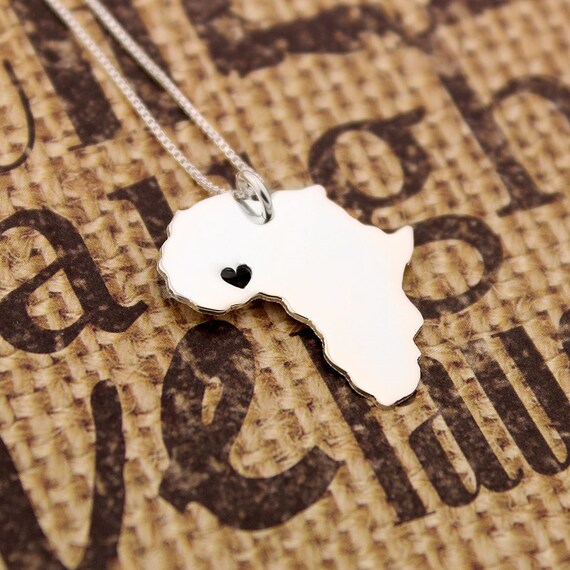Africa necklace sterling silver Africa Shape necklace with