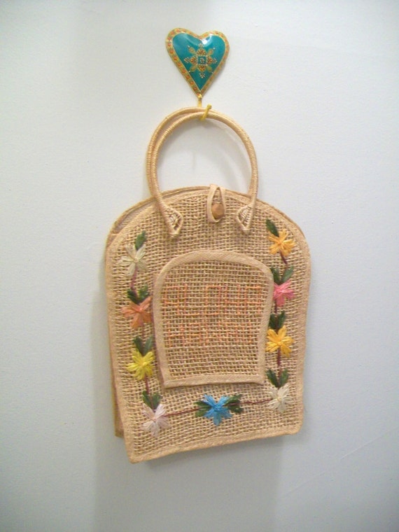 Vintage Straw Hawaii Aloha Handbag Purse Beach Bag 1970s