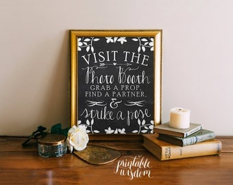 Photo booth sign, wedding photo booth chalkboard sign printable wedding photo booth props, chalkboard wedding sign, Printable Wisdom INSTANT