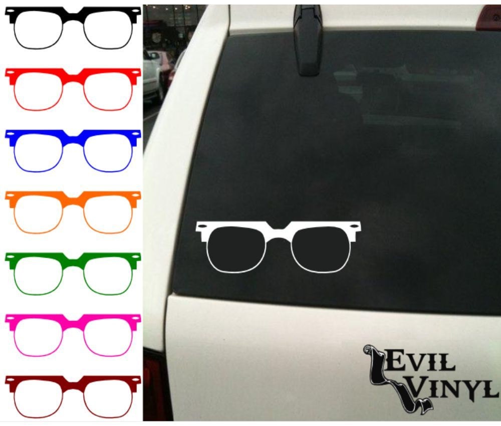 Vintage Glasses Vinyl Car Window Decal Retro Nerd Geek Dork