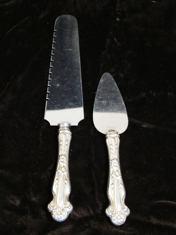 Sterling Silver Cake Knife and Server Set.