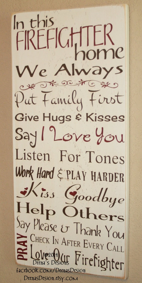 Firefighter House Rules, Firefighter Decor, Distressed Wall Decor ...