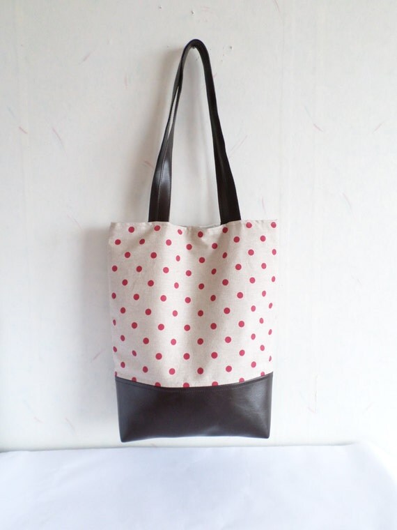 tote bag, vegan leather bag, linen tote, cotton tote, deep red tote ...