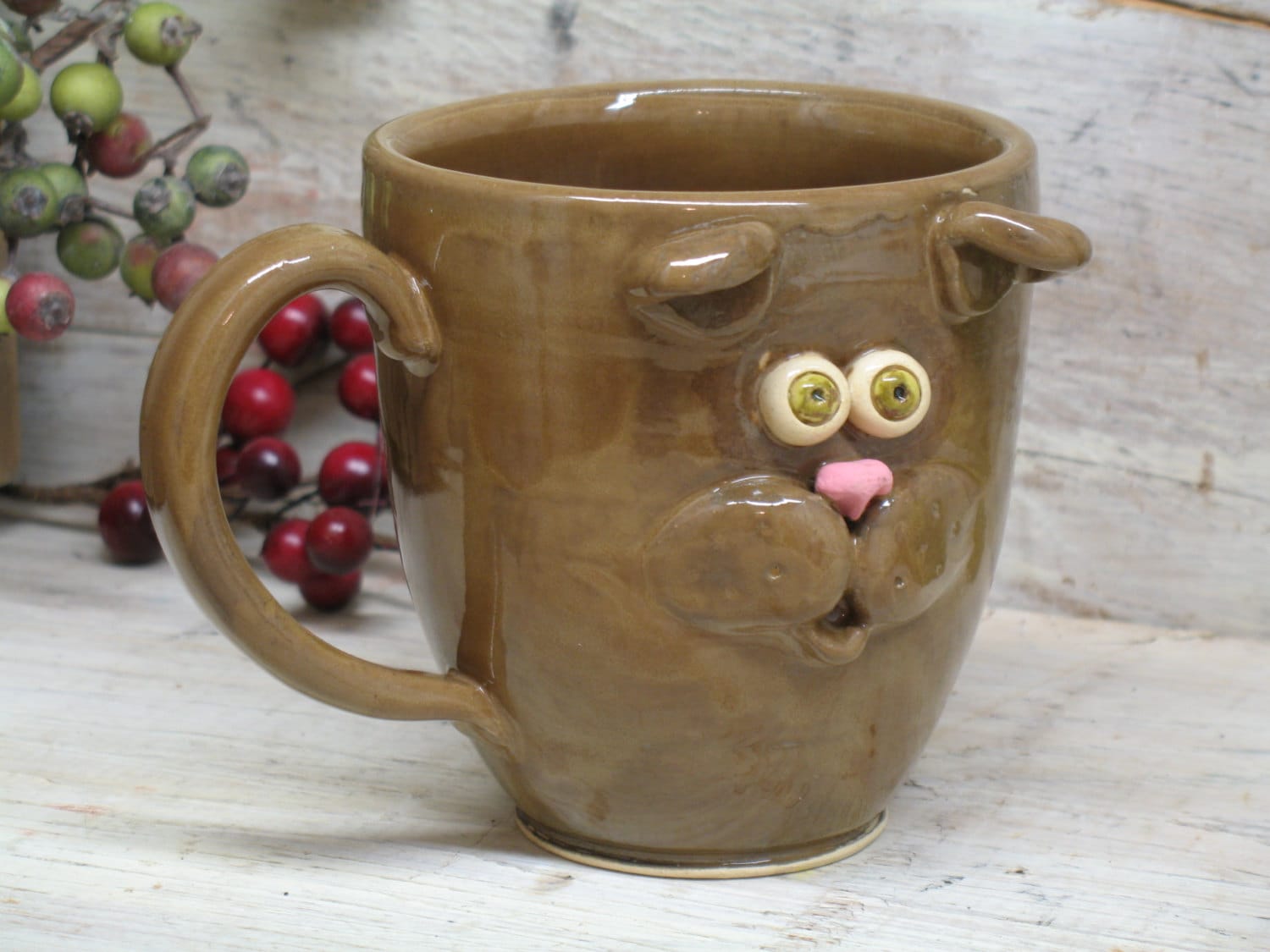 Brown Dog Mug Super cute puppy mug Hand made mugs