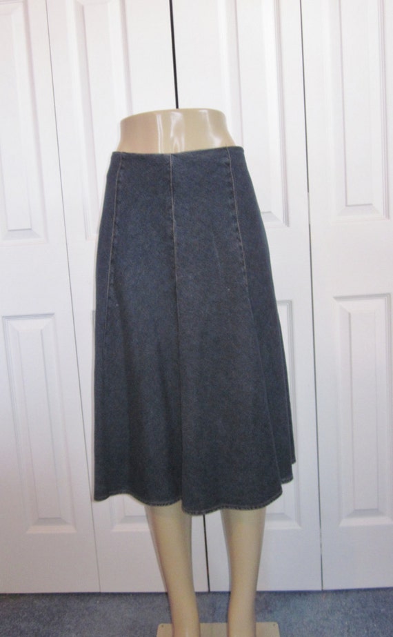 Vintage 80s Flared Denim Skirt Gored Skirt by GroovyGirlGarb